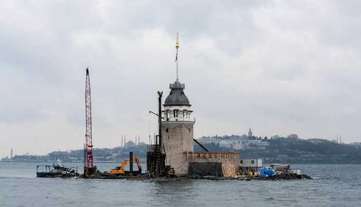Tarihi Kız Kulesi'nin son hali görüntülendi