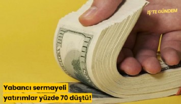Yabancı sermayeli yatırımlar yüzde 70 düştü!