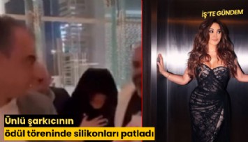 Ünlü şarkıcının ödül töreninde silikonları patladı