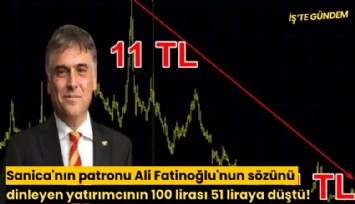 Sanica'nın patronu Ali Fatinoğlu'nun sözünü dinleyen yatırımcının 100 lirası 51 liraya düştü!