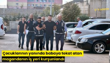 Çocuklarının yanında babaya tokat atan magandanın iş yeri kurşunlandı