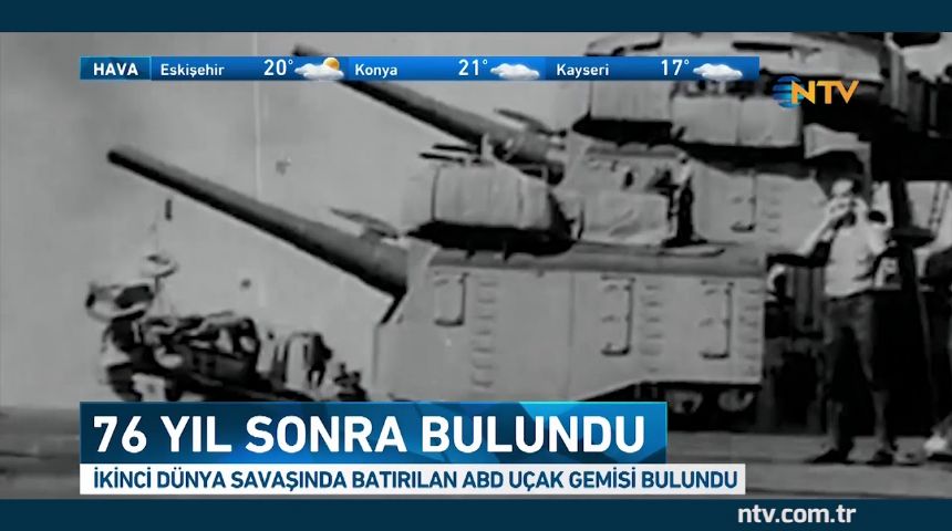 İkinci Dünya Savaşı'nda batırılan ABD uçak gemisi bulundu